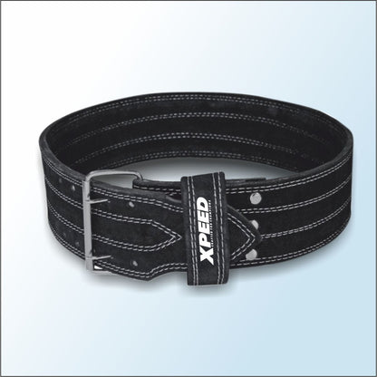 XPEED XP1001 All Leather Power Lifting Belt Suede Double Prong Zinc Buckle for Weightlifting & Strength Training