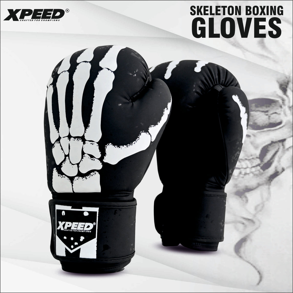Xpeed XP3070 Skeleton Boxing Gloves – Matt PU Training Gloves for Boxing, Kickboxing & MMA