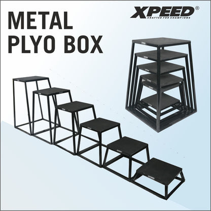 XPEED Metal Plyo Box Heavy Duty Iron Powder Coated Plyometric Jump Box for CrossFit & Explosive Training