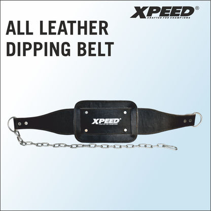 XPEED Dip Belt Split Leather Adjustable Chain for Weighted Dips Pull Ups & Strength Training