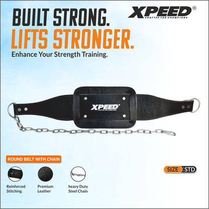 XPEED Dip Belt Split Leather Adjustable Chain for Weighted Dips Pull Ups & Strength Training
