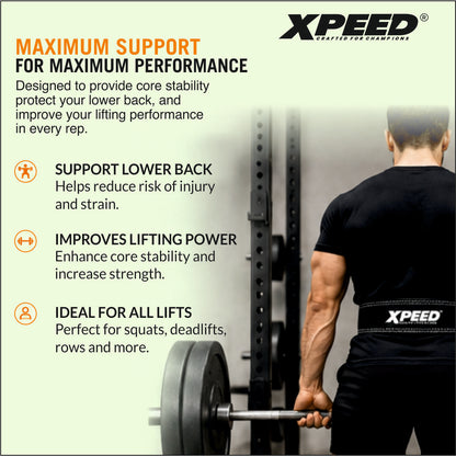 XPEED XP1001 All Leather Power Lifting Belt Suede Double Prong Zinc Buckle for Weightlifting & Strength Training