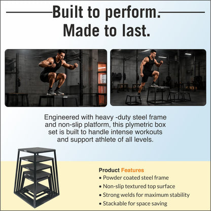 XPEED Metal Plyo Box Heavy Duty Iron Powder Coated Plyometric Jump Box for CrossFit & Explosive Training