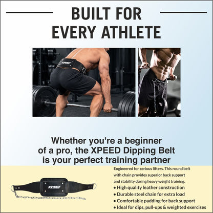 XPEED Dip Belt Split Leather Adjustable Chain for Weighted Dips Pull Ups & Strength Training