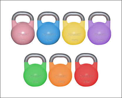 XPEED Competition Kettle Bell XP1215 - Cast Iron Steel Kettlebell Color Coded by Weight