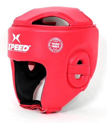 Xpeed XP1815 karate headguard from the Karate Range, padded protective gear for martial arts training and competitions.