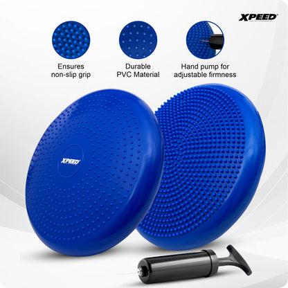 XPEED XP2446 Balance Cushion with Pump - 33cm Wobble Disc for Core Strength and Rehabilitation