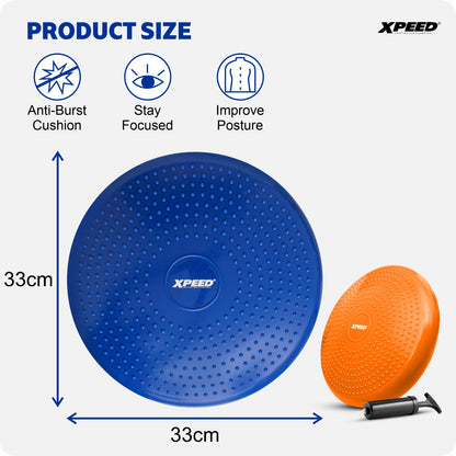 XPEED XP2446 Balance Cushion with Pump - 33cm Wobble Disc for Core Strength and Rehabilitation