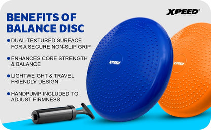 XPEED XP2446 Balance Cushion with Pump - 33cm Wobble Disc for Core Strength and Rehabilitation
