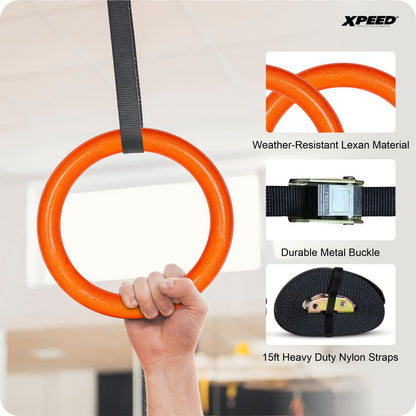 XPEED XP917 Gymnastic Ring - Wooden CrossFit Strength Training Rings