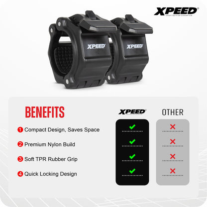 XPEED XP2413 Olympic Barbell Collar Clamp for 50mm Rod - Black