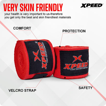 Xpeed XP107 Elastic/Nylon Handwraps – Essential Wrist & Knuckle Protection for Combat Sports