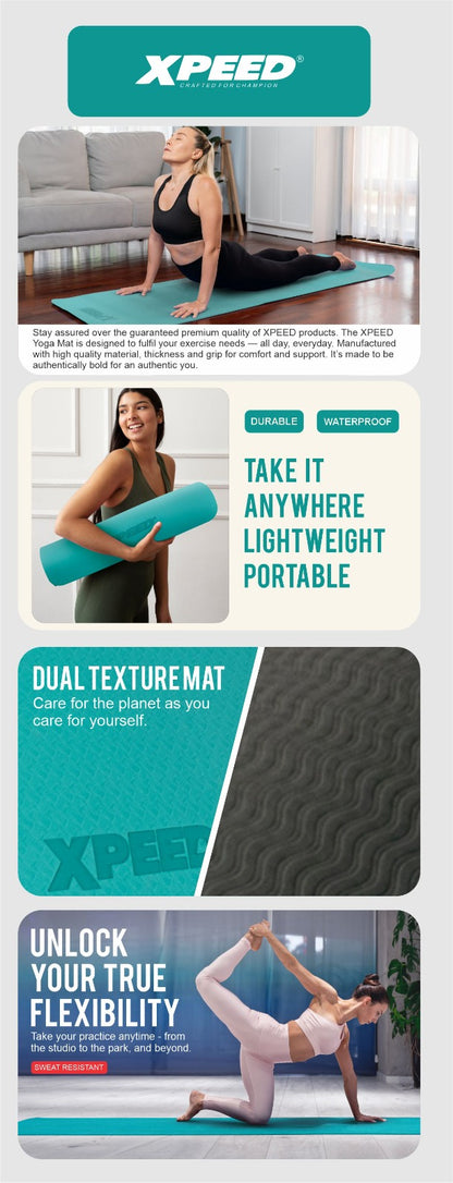 XPEED XP1304 TPE Yoga Mat - Eco-Friendly Dual-Color Non-Toxic Exercise Mat