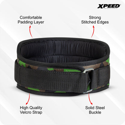 XPEED XP1006 All Nylon Weightlifting Belt 6 Inch Camo with Stainless Steel Slide Bar Buckle for Gym Training