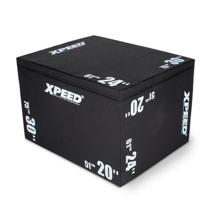 XPEED XP4159 3 in 1 Plyometric Jump Box 20 24 30 Inch High-Density Foam for Explosive Training