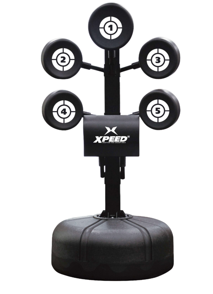 Xpeed Punch Kick Master XP1244 boxing training station with five targets for martial arts and boxing practice.