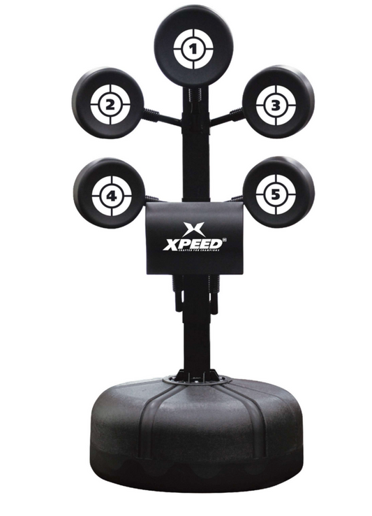 Xpeed Punch Kick Master XP1244 boxing training station with five targets for martial arts and boxing practice.
