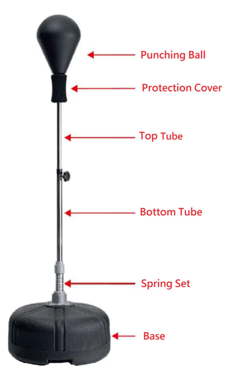 Xpeed XP1242 punching ball stand with adjustable height for boxing training, featuring a sturdy base and durable construction.