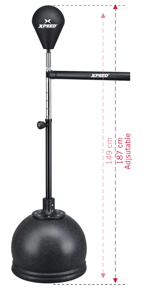 Xpeed XP1245 Rotabar boxing stand with punching ball, adjustable height for boxing training and fitness exercises.