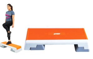 XPEED XP2481 Aerobic Stepper Pro with non-slip rubber surface and adjustable 3-step height for versatile fitness workouts.