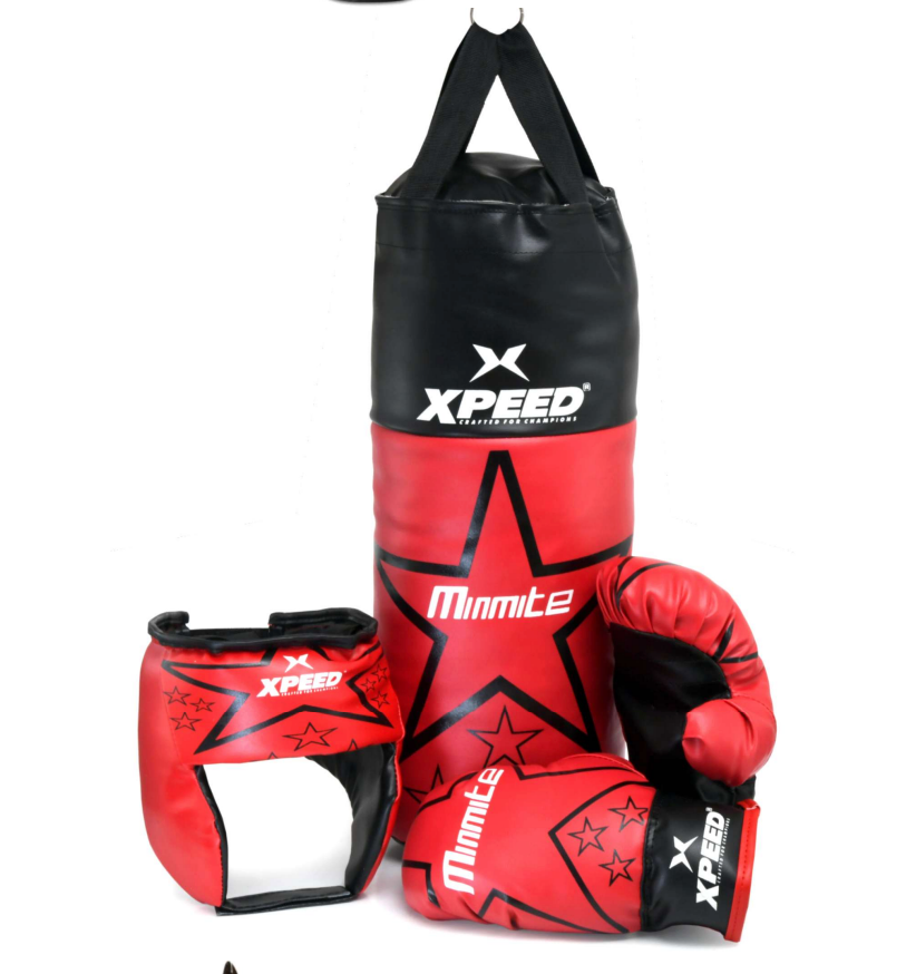 XPEED XP605 Junior boxing kit with gloves, punching mitts, and gear for kids training and practice.