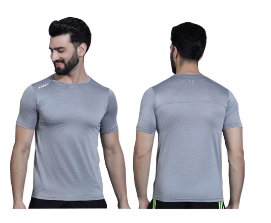 XPEED XP737 X-Melange sports T-shirt in gray with black and white accents, designed for activewear and athletic performance.