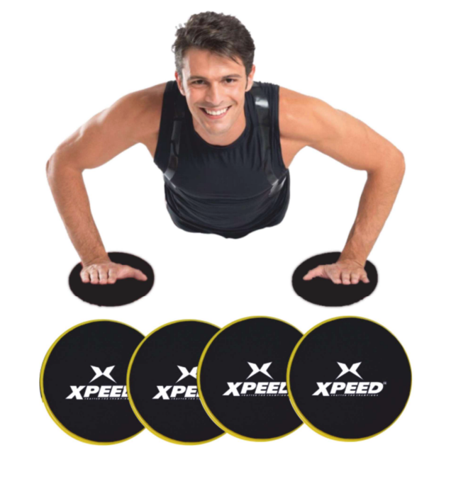 XPEED XP1237 sliding disc strength equipment pack of 4 for core and stability exercises on smooth surfaces.