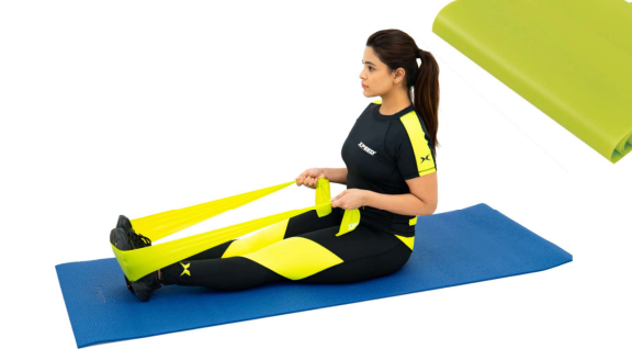 XPEED XP1203 TPE resistance band for strength training, eco-friendly exercise equipment in vibrant color with handles.