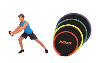 XPEED XP1202 Sand Bell neoprene fitness training weight bag with a black and yellow design, used for strength and conditioning exercises.