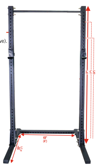 XPEED Squat Stand with Pull Up Bar 11 Gauge Square Pipe Adjustable 6-8ft J-Hooks & Safety Spotter for Home Gym