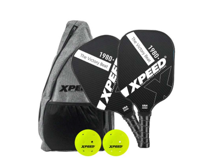 XPEED Carbon Pickleball Paddle XP4167 - 420x182x16mm Carbon Fiber Set with 2 Balls and Bag