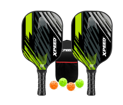 XPEED Fiberglass Pickleball Paddle XP4166 - 400x200x10mm Cold Press Set with 4 Balls and Bag
