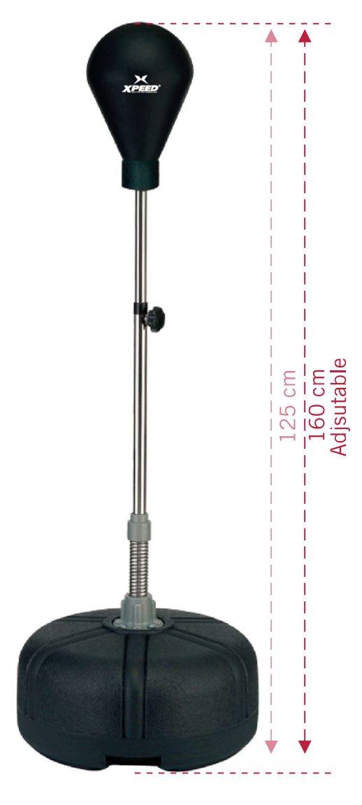 Xpeed XP1242 punching ball stand with adjustable height for boxing training, featuring a sturdy base and padded punching ball.