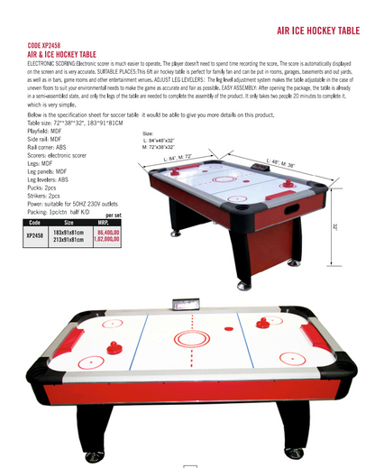 XPEED Air Ice Hockey Table Electronic Scorer MDF Playfield Adjustable Leg Levelers Easy Assembly for Game Room