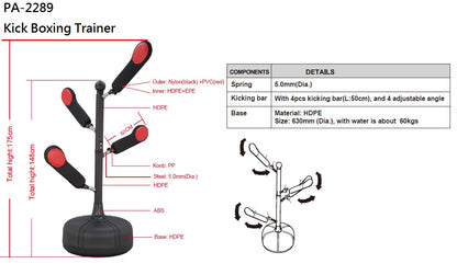 Xpeed XP1243 Punch Kick Trainer - Multi-Target Boxing and Martial Arts Training Stand