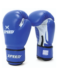 Blue XP 101 Contest Boxing Gloves by Xpeed, padded gloves designed for boxing training and competitions.
