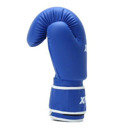Blue XP 102 Xpeed contest boxing gloves made of durable PU material with padded wrist support.