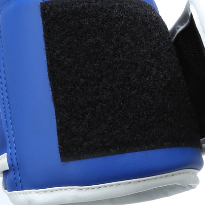 Blue Xpeed XP102 boxing gloves made of durable PU leather for fitness and combat training, shown on a plain white background.