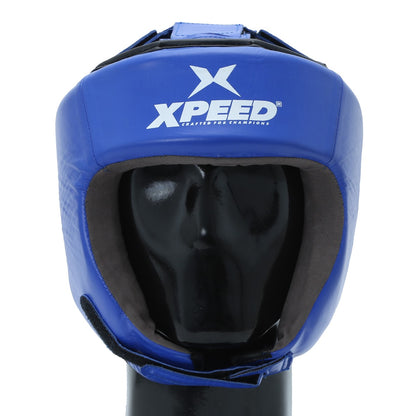 Xpeed XP103 contest headguard made of professional leather, BFI approved boxing head protector with ear protection and adjustable fit.