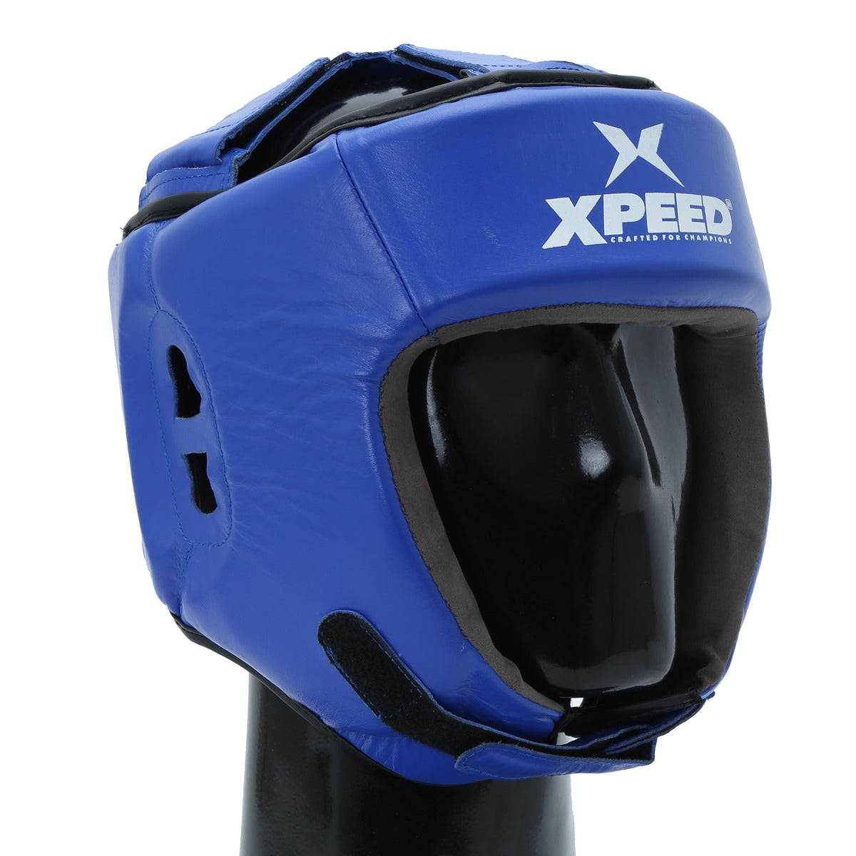 Xpeed XP103 BFI Approved leather contest headguard with padded head protection and secure fit for boxing or martial arts training.