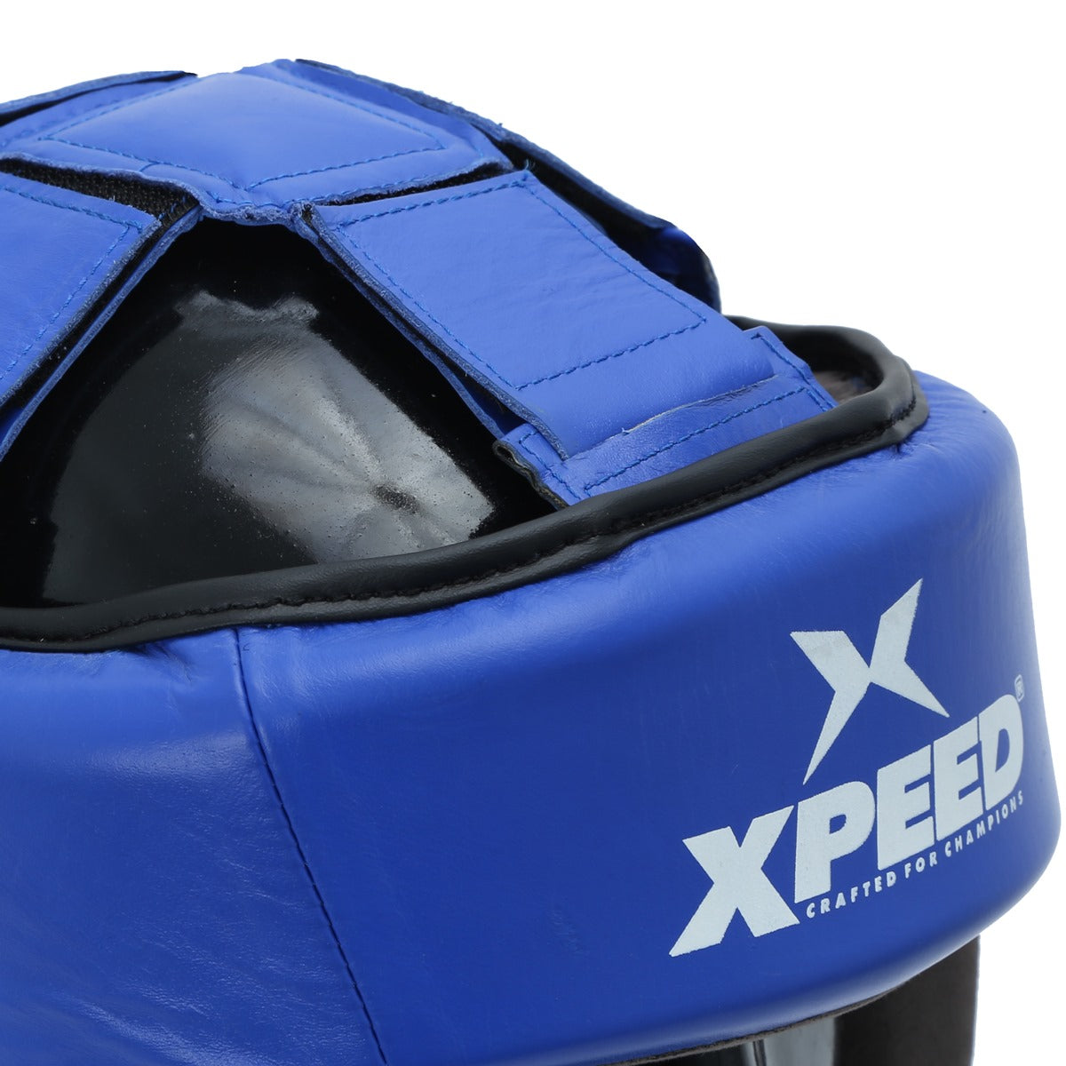 Xpeed XP103 BFI Approved professional leather headguard for boxing and martial arts, with padded head protection and adjustable straps.