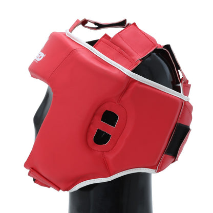Red Xpeed XP104 boxing headguard with durable PU material, designed for sparring and fitness protection.