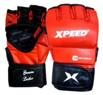 Xpeed XP1505 Leather MMA gloves made of premium genuine leather with padded wrist support for fight training.
