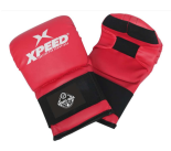 XPEED XP1802 PVC point fighting karate gloves with elasticated wrist for juniors and seniors, shown in black and white.