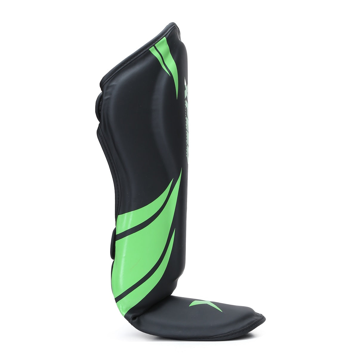 Green Xpeed XP1806 MMA shin pad with premium PU material, designed for martial arts and combat sports protection.