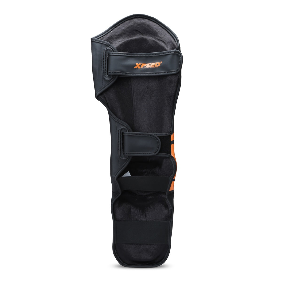 Orange Xpeed XP1806 Shin Pad for MMA and martial arts, made from durable premium PU material with protective padding.