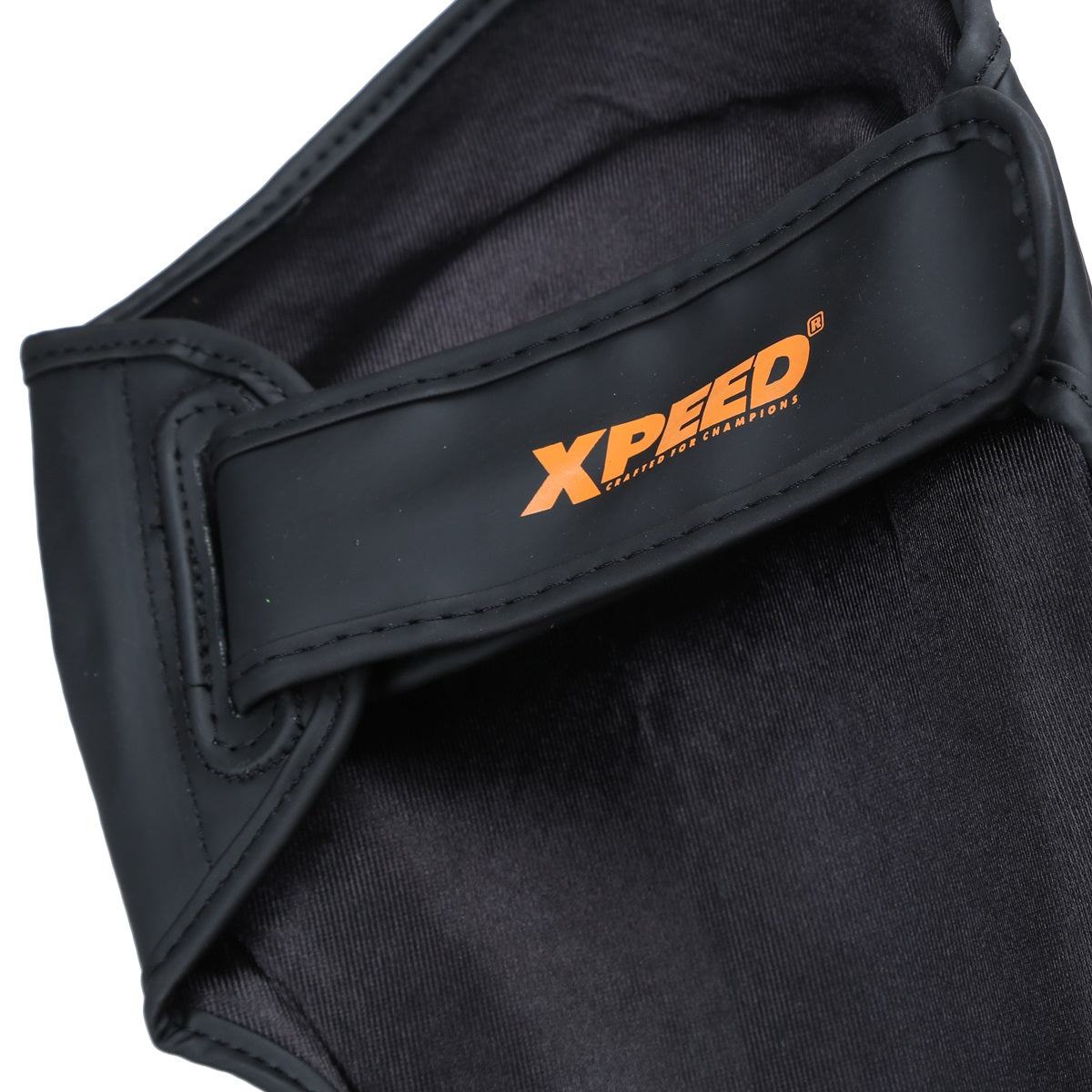 Orange Xpeed XP1806 MMA shin pad with premium PU material, designed for martial arts protection and comfort.