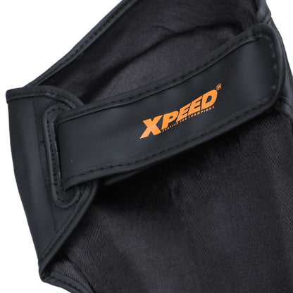 Orange Xpeed XP1806 MMA shin pad with premium PU material, designed for martial arts protection and comfort.