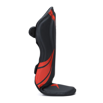 Red Xpeed XP1806 Shin Pad for MMA and martial arts, featuring premium PU material and protective padding.
