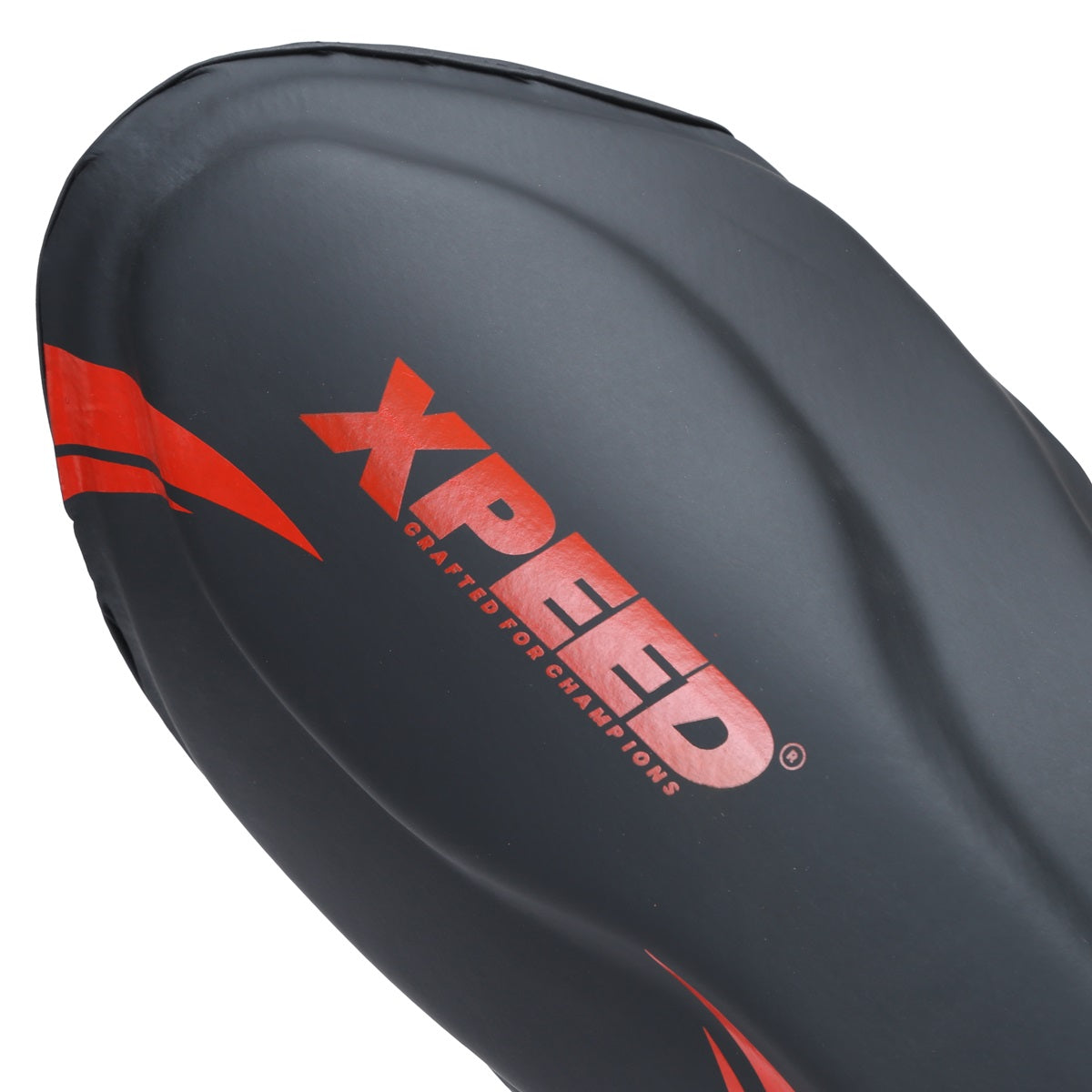 Red Xpeed XP1806 MMA shin pad with padded protection, designed for martial arts and combat sports.